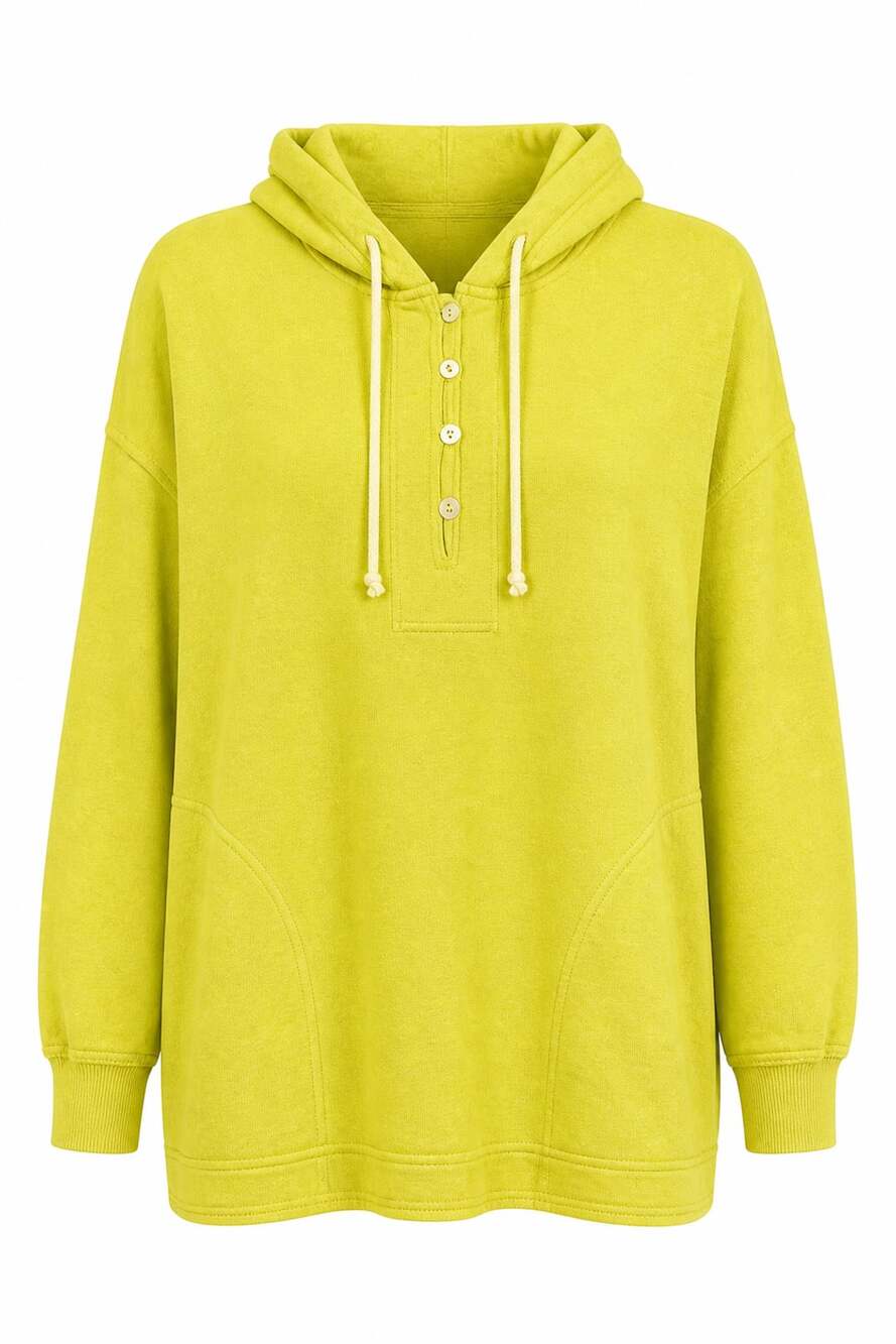 Aerie Women's Oversized Quarter-Button Henley Hoodie Sweatshirt #1379